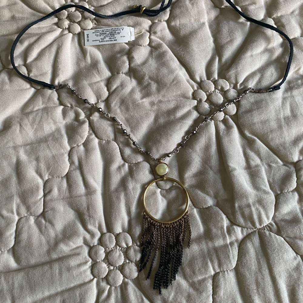 Lucky Brand Gold and Black Fringe Necklace